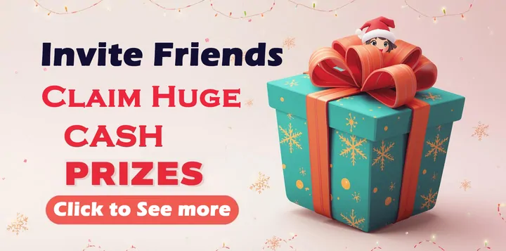 Kakobuy banner reading Invite Friends, claim huge cash prizes, with a wrapped gift box