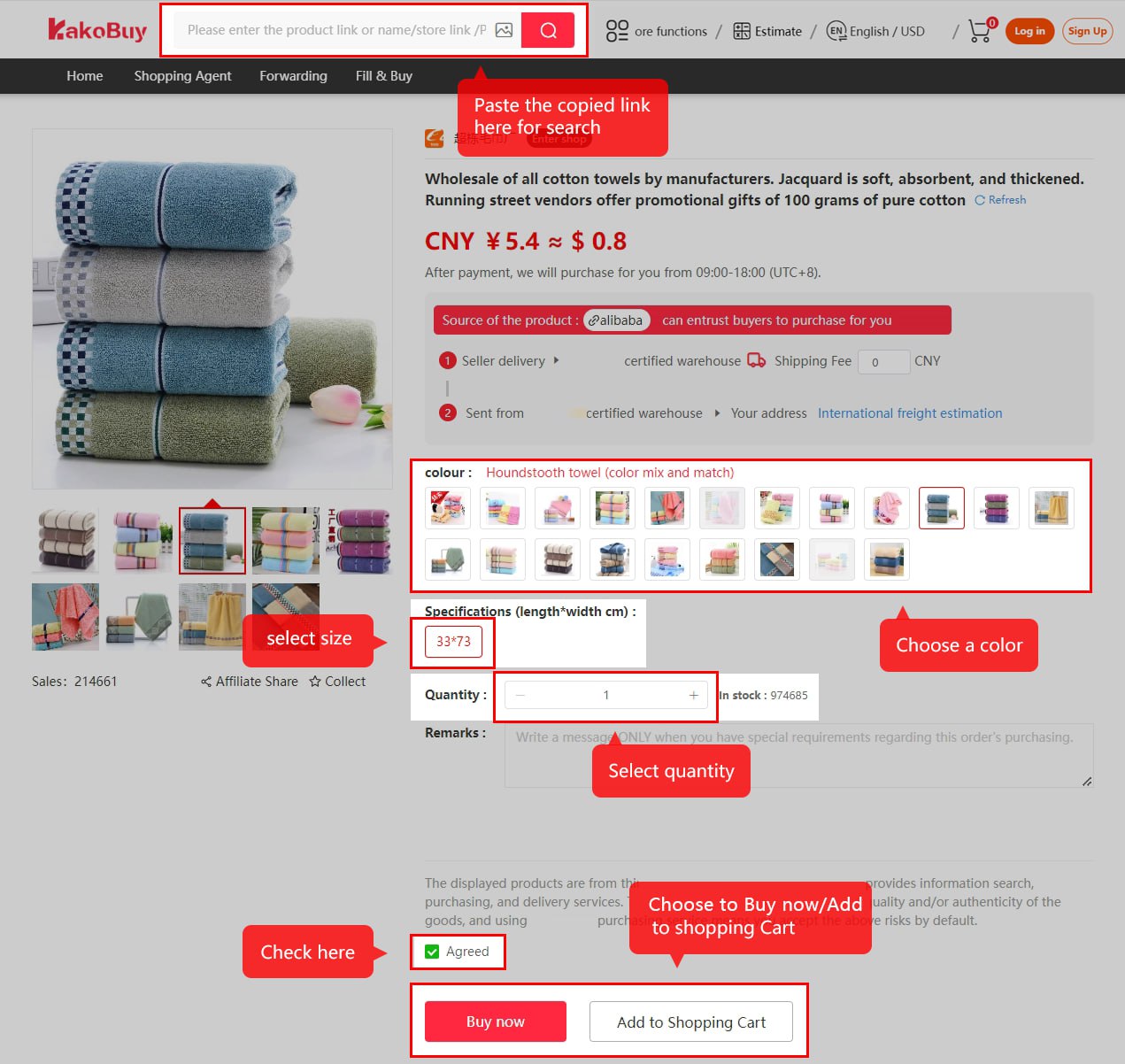 Choose the product variant and quantity before adding or buying.